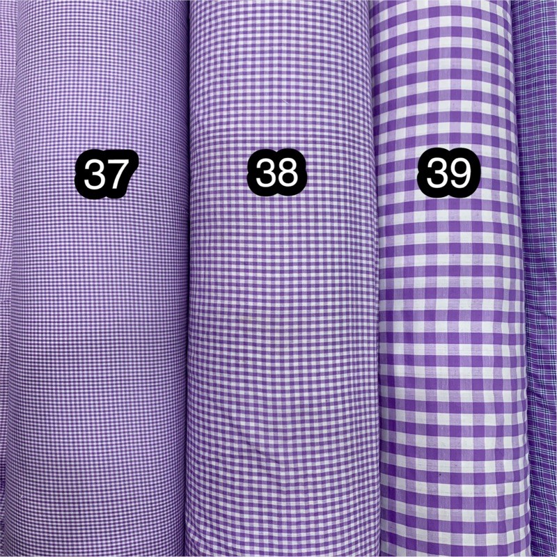 Kain Kotak Kotak Yarndyed Purple Lilac Lebar 150cm Per 0,5 Meter