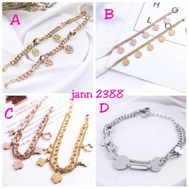 Gelang cantik import rantai korea titanium asli anti alergi dan karat GRT-09