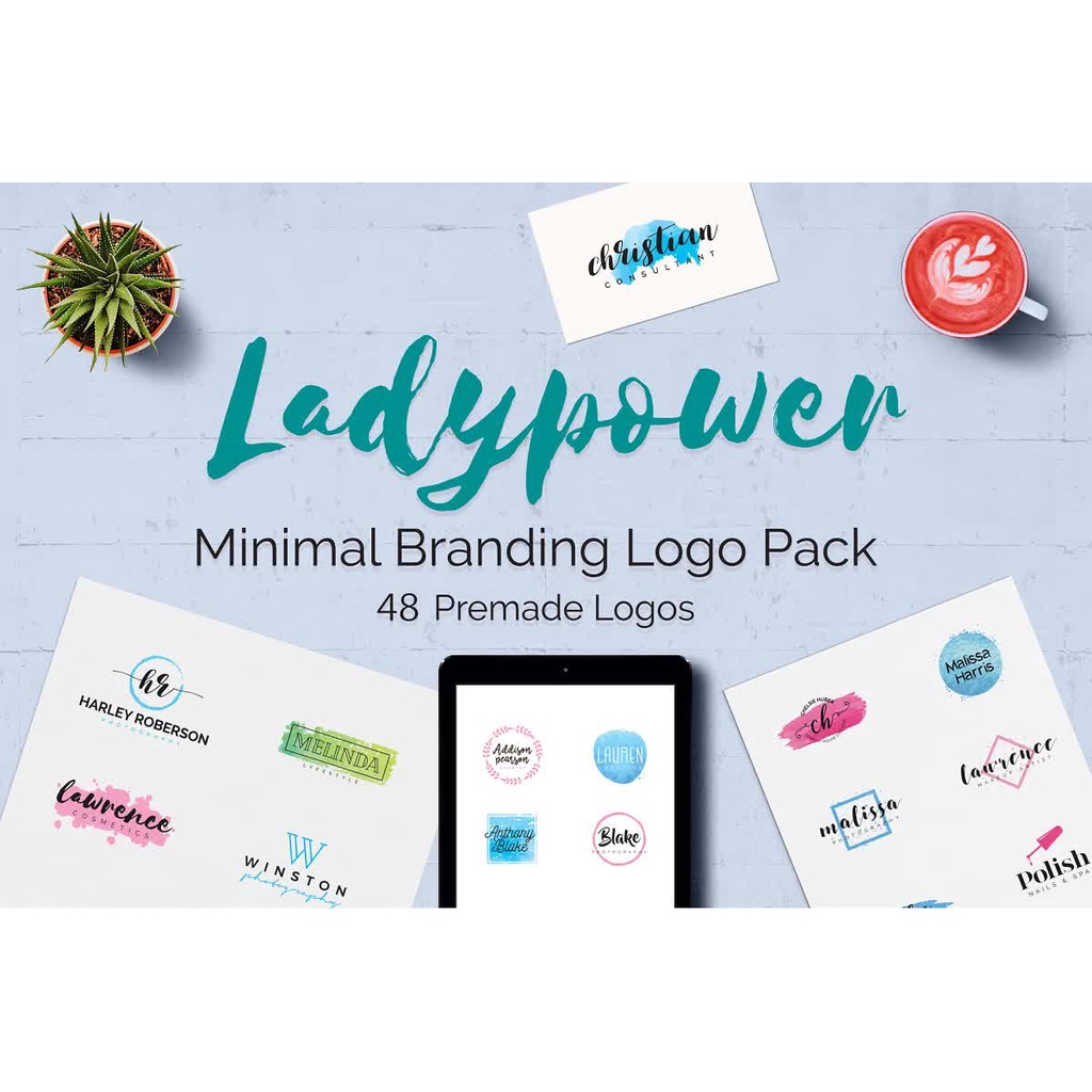 140 Feminine Branding Logo Bundle - Photoshop &amp; Illustrator