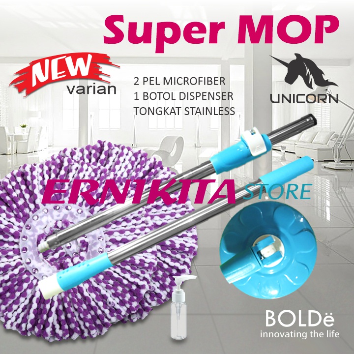 Alat Pel Super MOP BOLDe Unicorn - Botol Sabun + Drainase