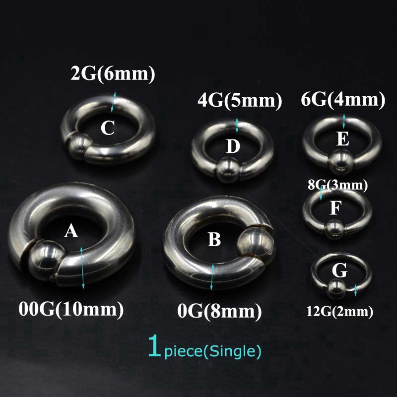 1piece Captive Bead Ring Earrings Stainless Steel Lobe Piercing Unisex Hypoallergenic