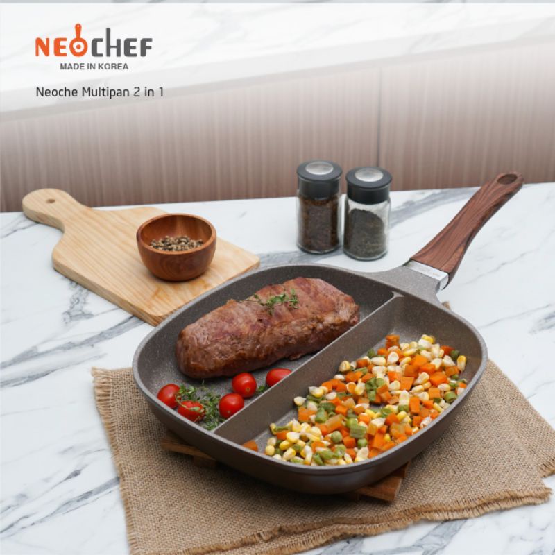 Neochef Multipan 2 in 1 Pan Sekat Wajan Sekat Multifungsi Wajan Anti Lengket