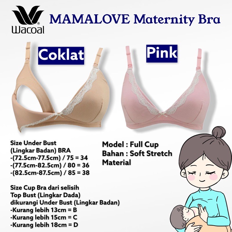 Wacoal Mamalove Bra / Maternity bra / Bra menyusui IB 8034 Katun Non Wire