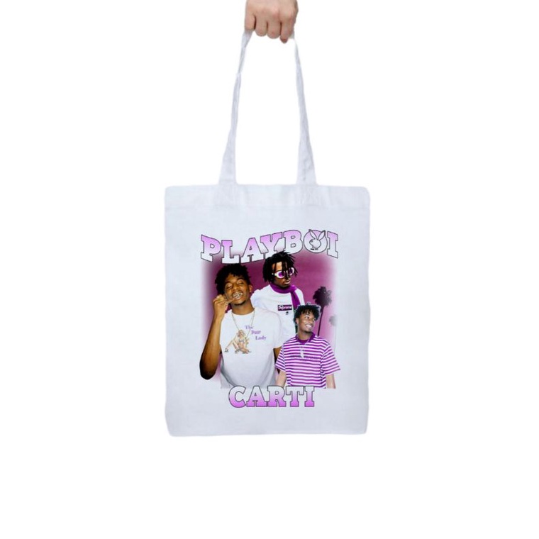 TOTE BAG PLAYBOY CARTI | TOTE BAG RAPPER | TOTEBAG PUTIH PRIA WANITA | RESLETING