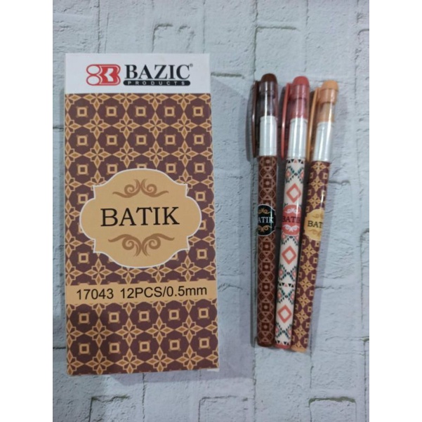 

Bulpen Gel 0.5 mm/ Bazic 17043 Bulpel gel motif batik 1 Box isi 12 pcs