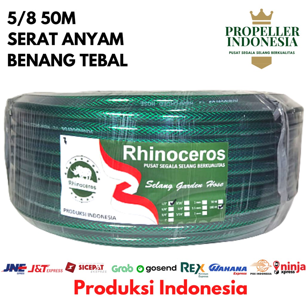 Selang Air Benang Hijau RHINOCEROS 5/8 50Meter Selang Air Taman Selang Air Elastis