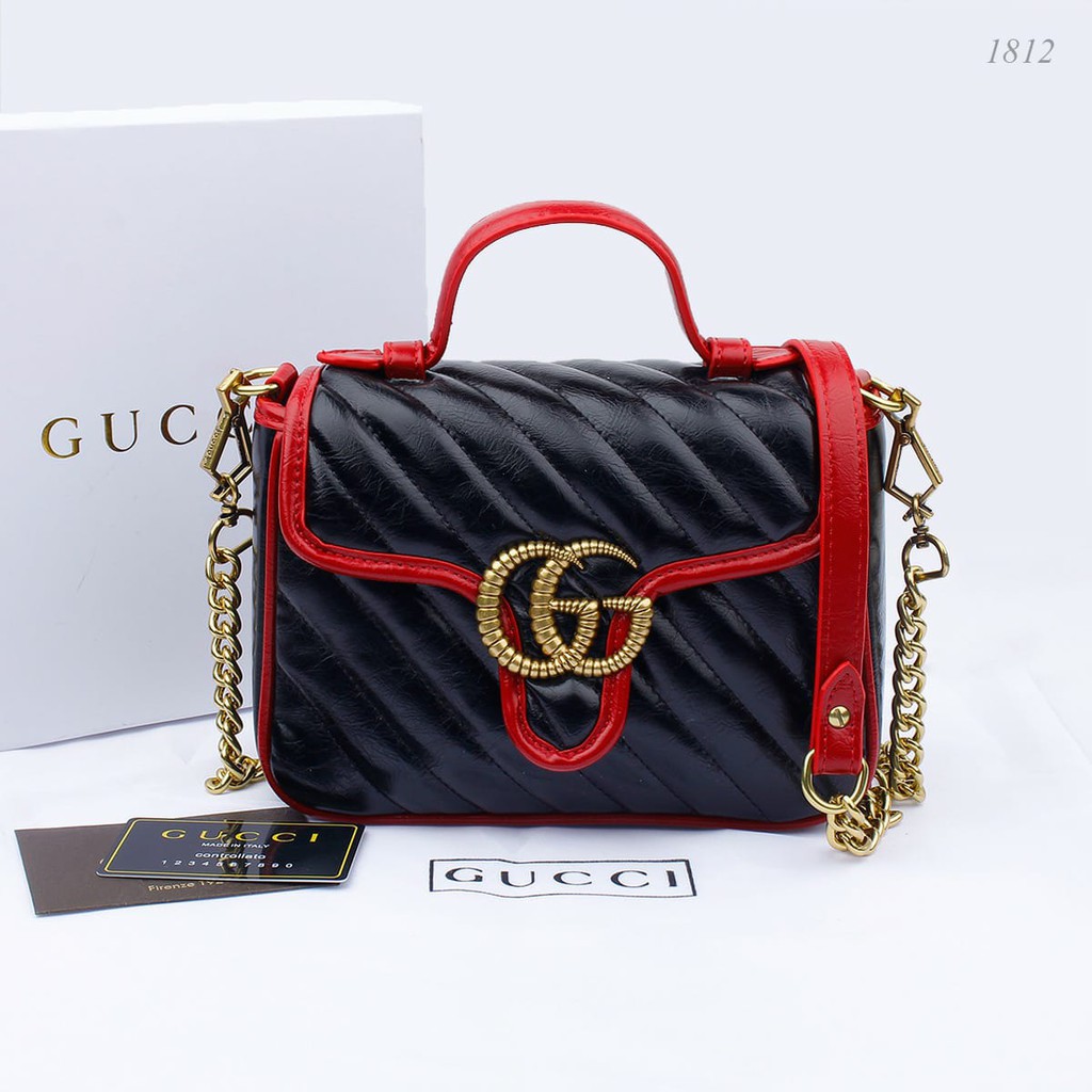 TAS GUCCI 1812 GG MARMONT TOP HANDLE WITH BOX 1812