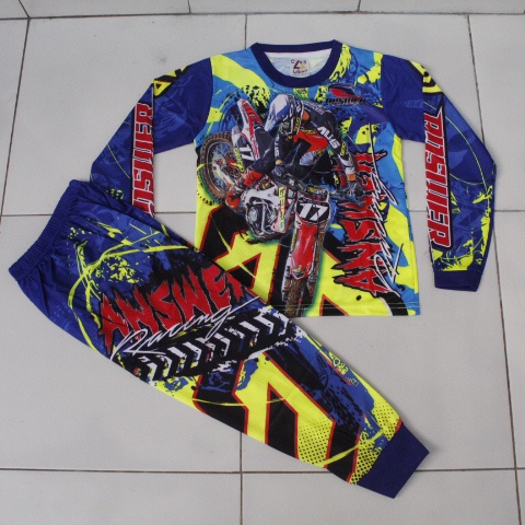 setelan baju tidur anak/baju motor cross anak/baju cross downhill anak size 4-14