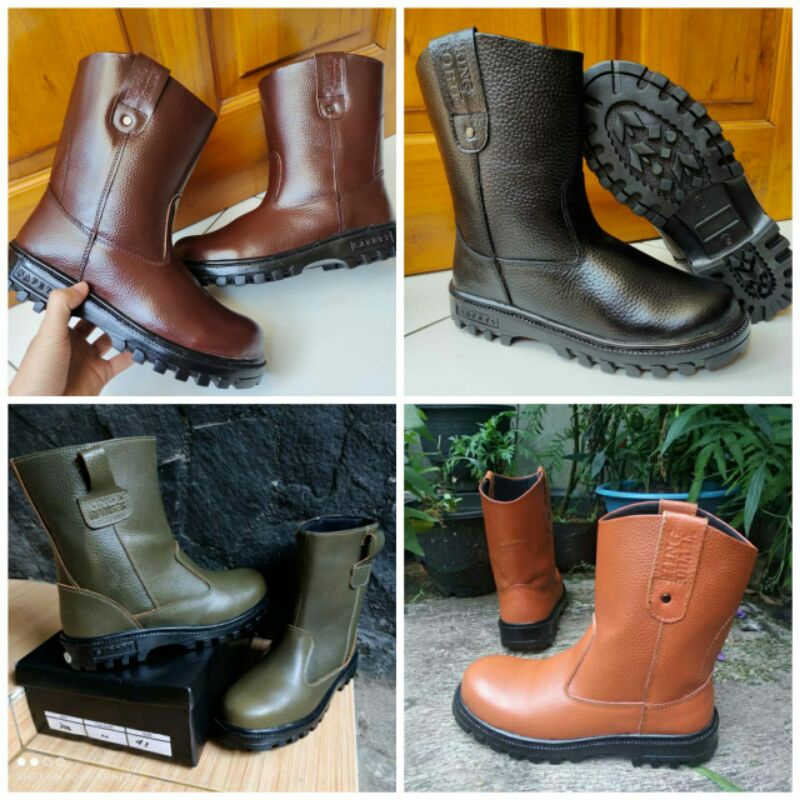 Sepatu BOOT SAFETY Pria Bahan Asli Kulit Kulit Premium // Sepatu Proyek Lapangan Kulit Asli