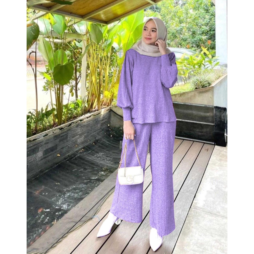 ELDE 12 - SET HARAGA ( L - XL - XXL - 3XL ) STELAN BAHAN KNIT IMPORT TEBAL + CELANA