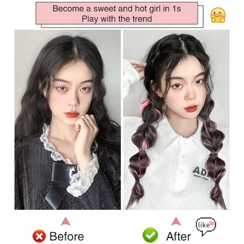 【COD Tangding】Wig Rambut Palsu Model Kepang Untuk Wanita