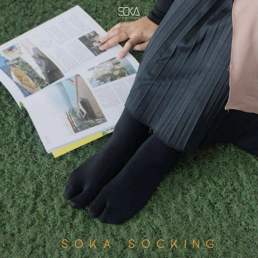 SOKA SOCKING - Kaos Kaki Jempol Stocking Polos-Black|Hitam