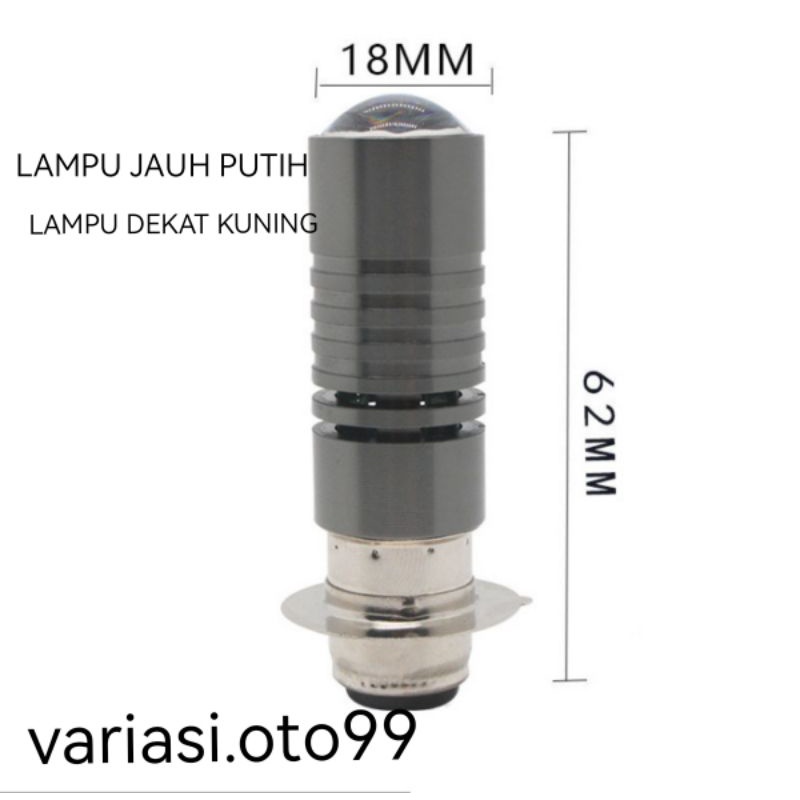 Lampu Motor LED H6 P15D Laser 2 Warna Cahaya Kuning& Putih/ Putih&Kuning-JAUH PUTIH+KUNING