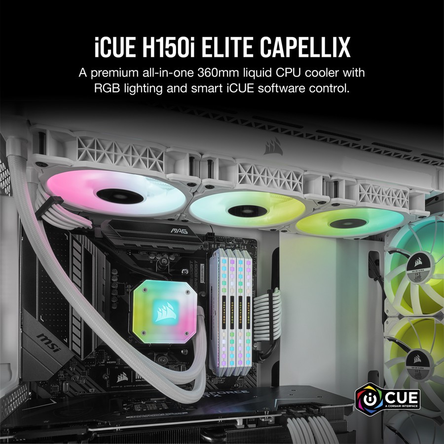 Corsair iCUE H150i Elite Capellix White Water Cooler