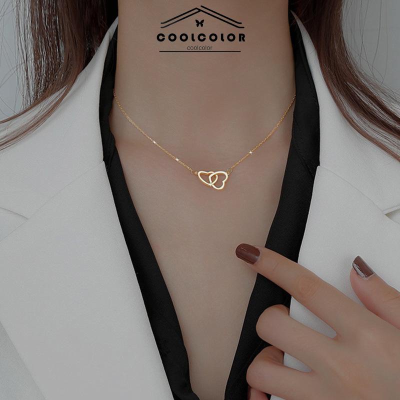 COD❤️kalung Wanita Cinta Ganda Zirkon Perhiasan Hadiah Pesta Fashion Wanita Sederhana Aksesoris simple murah Fashion Ready Stock