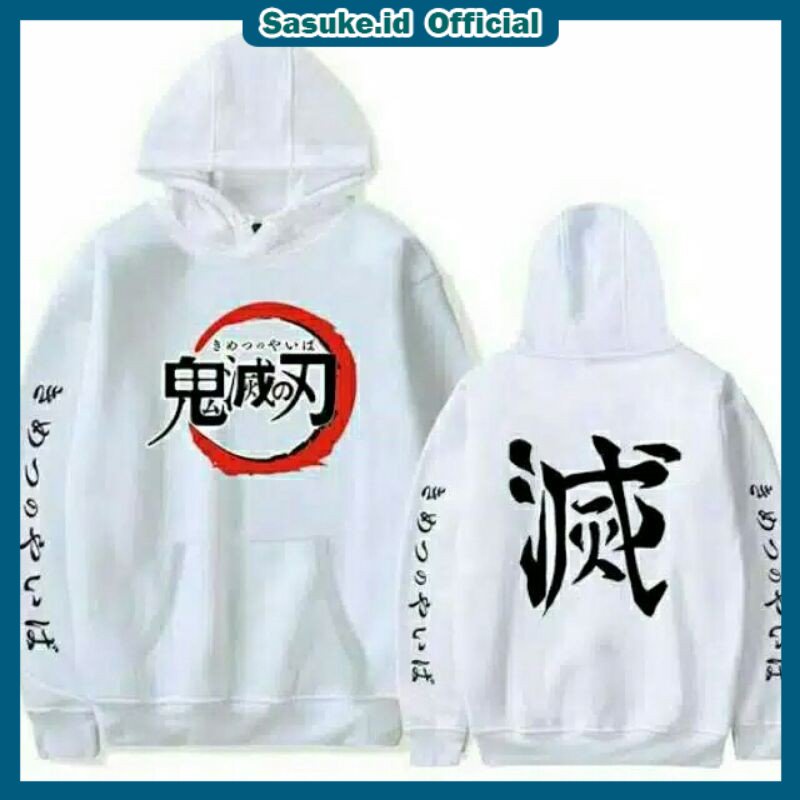 Sasuke.id /Jaket Sweater Hoodie Anime Kimetsu No Yaiba KNY Pria / Hoodie Sweater Pria full Prin Anime Kimetsu Motif Huruf Jepang Jepanese