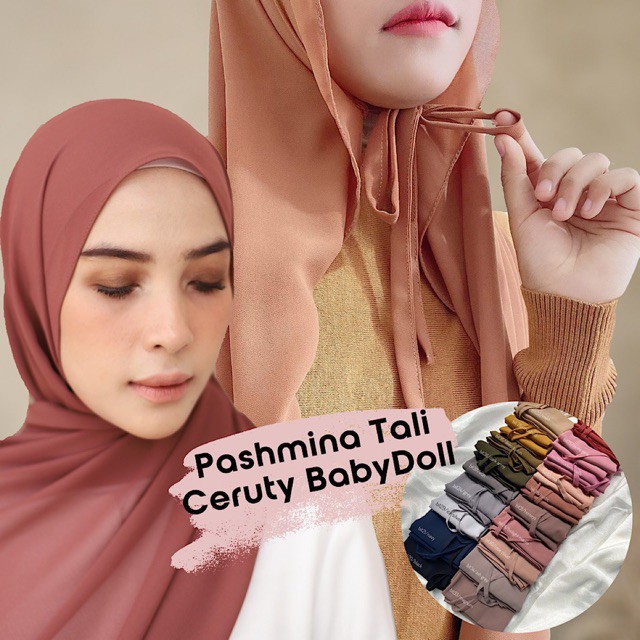 Alny Hijab - 180x75 Jilbab Pashmina Cerutty Babydoll Premium / Pashmina Tali Ceruty Babydoll Tepi Jahit