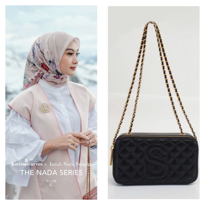 Bundling NADA SCARF Voal FIS dan YURA BAG Black by Buttonscarves
