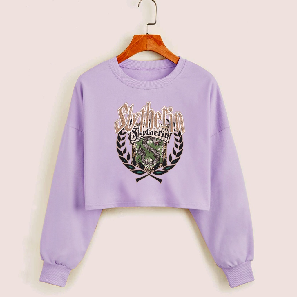 Sweater crop wanita SLYTHERIN baju croptee cewek murah