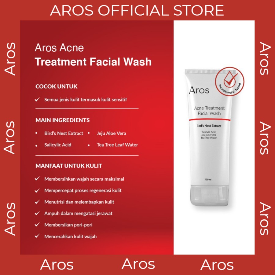 AROS Facial Wash 100ml Bird Nest Extract Skincare 100% Original BPOM