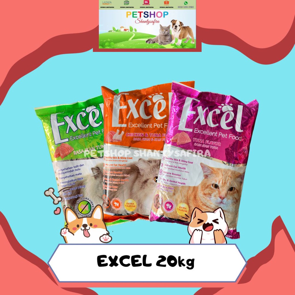 EXPEDISI : MAKANAN KUCING EXCEL IKAN / EXCEL DONAT / EXCEL AYAM 20 KG / 20KG