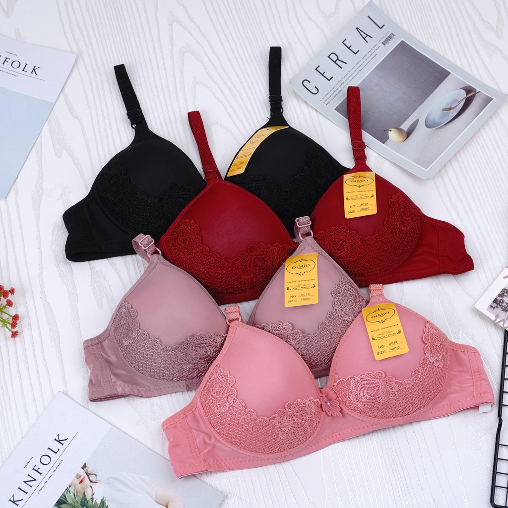 IL - BRA Wanita BH Motif Halus Premium / BH Wanita OIMIO Tanpa Kawat Busa Tebal Kualitas Premium AA930