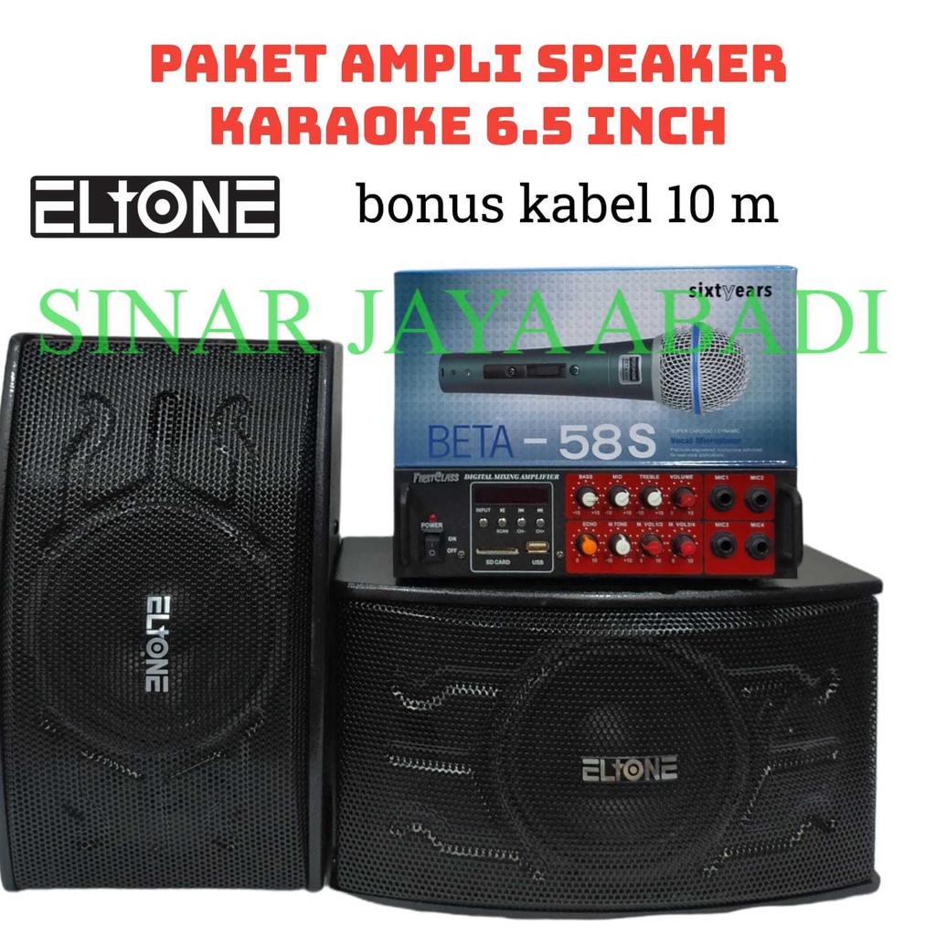 PAKET SOUND KARAOKE RUMAH CAFE RESTO SPEAKER 6.5INCH AMPLI BLUETOOTH