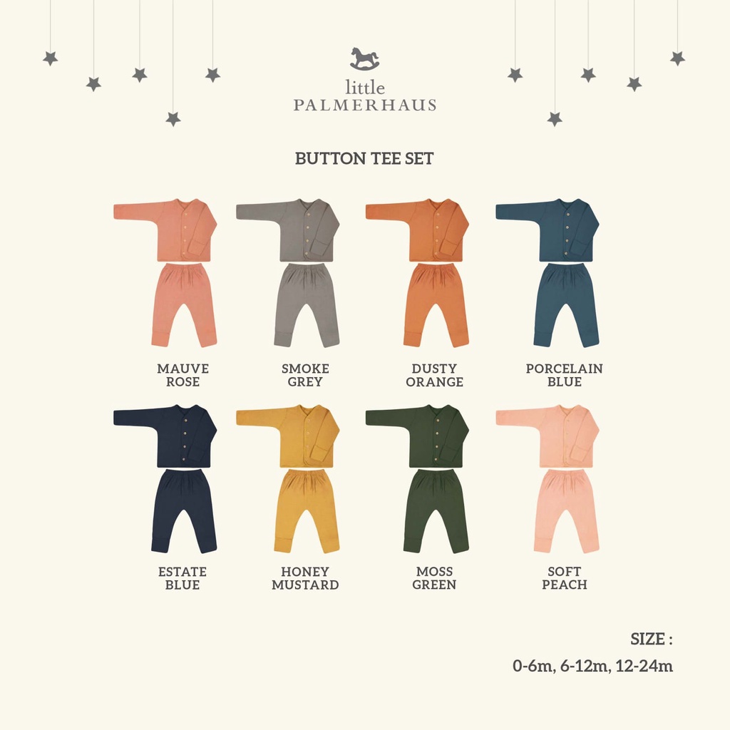 Little Palmerhaus Button Tee Set Long Sleeve Setelan Baju Panjang Bayi