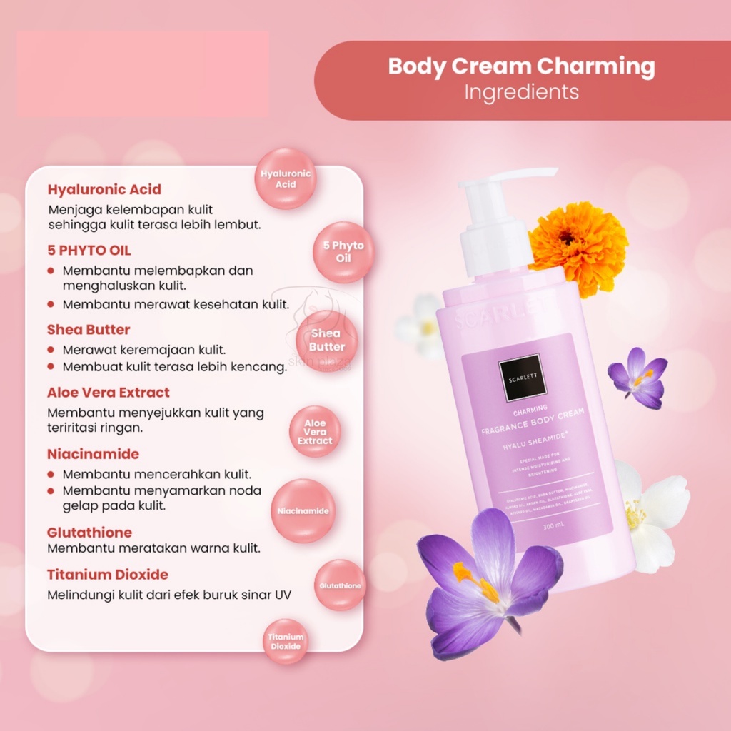 Scarlett Whitening Body Cream Happy Jolly Charming Loving 300ml