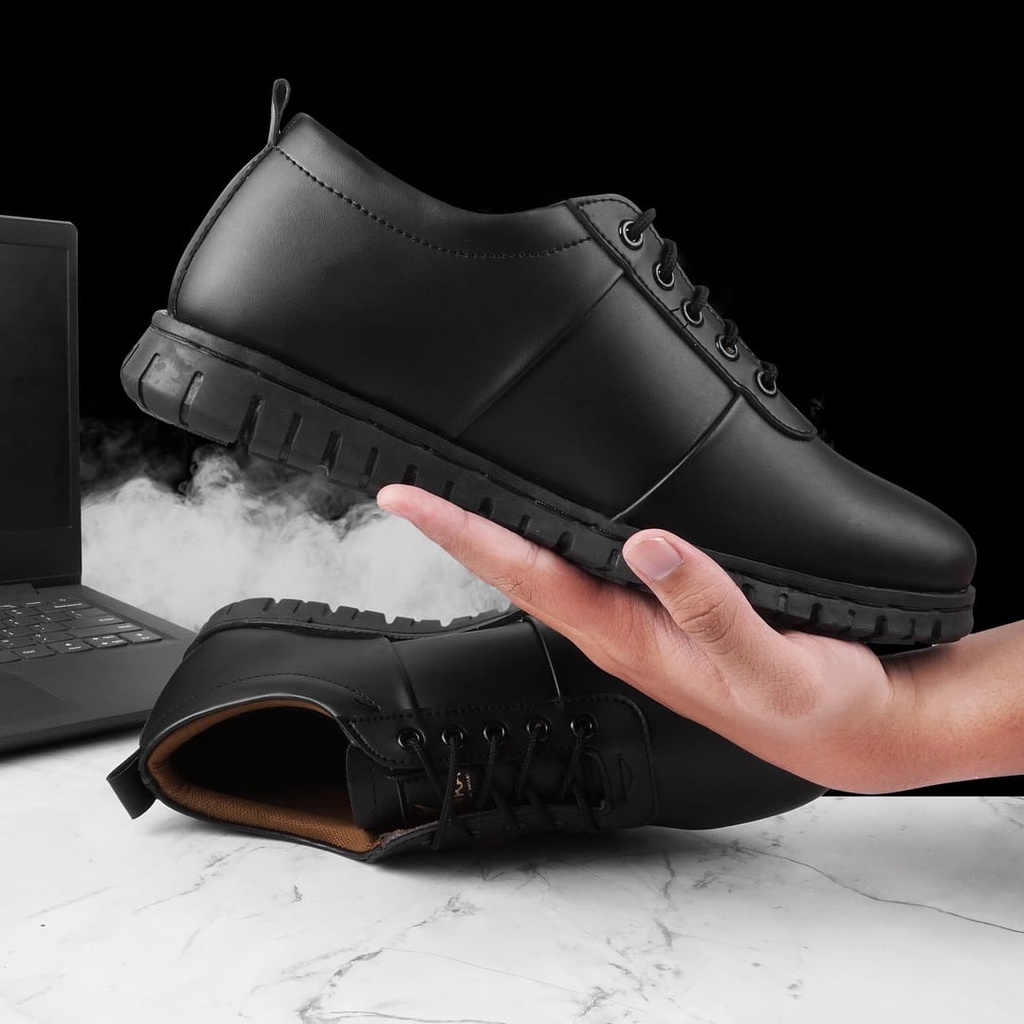 WIPAKA ORIGINAL - Sepatu Kasual Pria Hitam Kulit Kerja Formal Casual Pesta Kerja Kantor