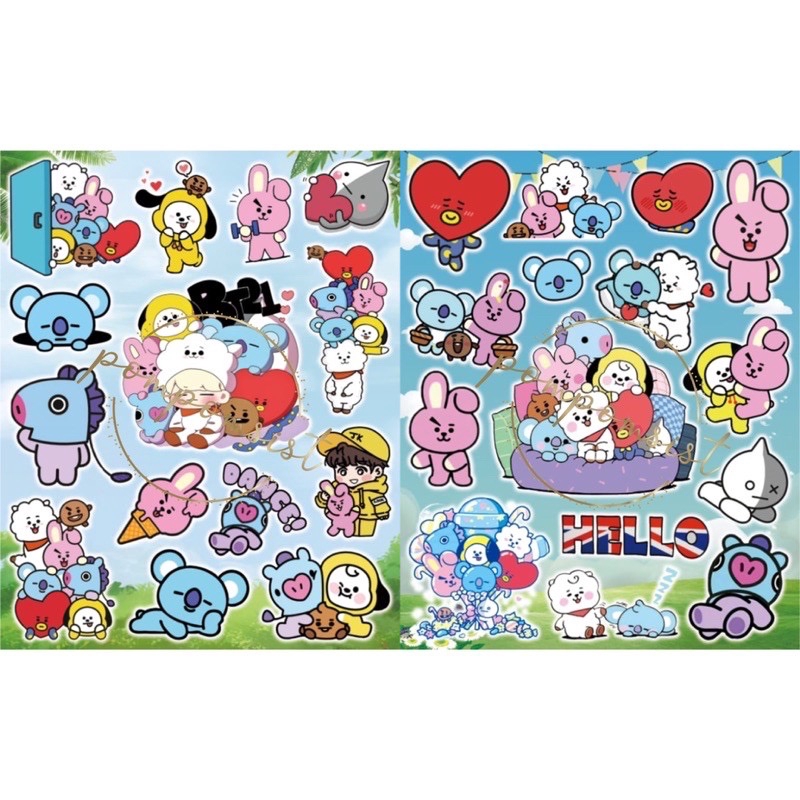 STICKER BTS BT21 LEBAR KPOP KOREA STIKER TEMPELAN DINDING KARAKTER ARMY BANGTAN BOYS LUCU
