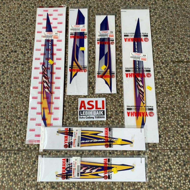 striping stiker grafik stripe Mio sporty biru catur bendera 2004 set original yamaha NOS