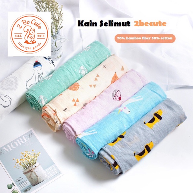 Selimut Bayi Bamboo Fiber Kain Muslin Bedong Bayi Swaddle Baby