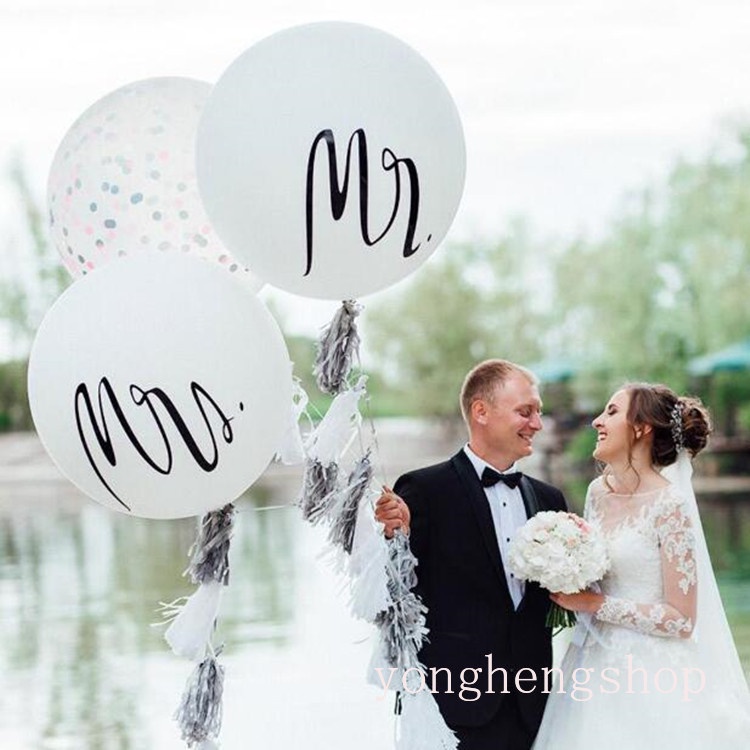 Balon Foil 36 / 18 Inci Motif Mr &amp; Mrs Untuk Dekorasi Pernikahan / Valentine / Acara Fotografi