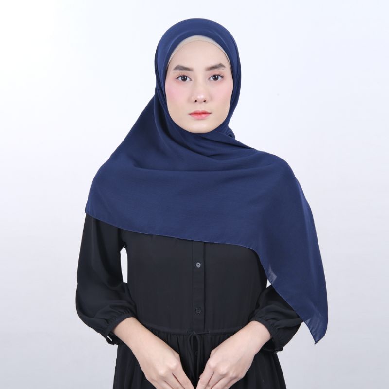 Bella Square Premium - Hijab Kerudung Jilbab Polos Segiempat Rifany Hijab Square Warna Navy