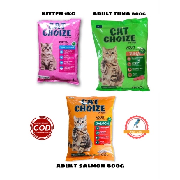 MAKANAN KUCING CAT CHOIZE TUNA SALMON DEWASA KITTEN 800g/1Kg