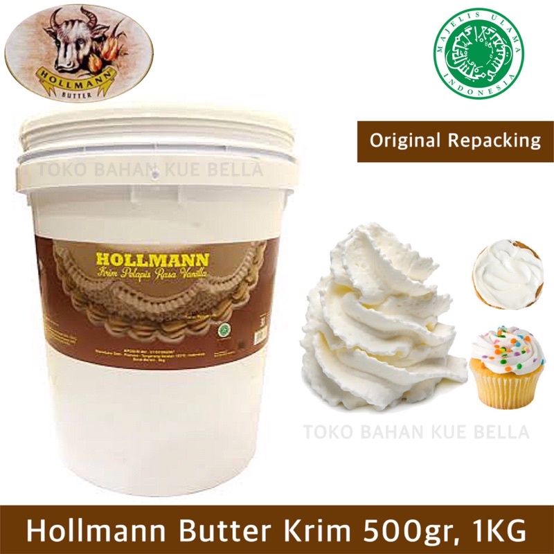 Hollman BUTTER CREAM VANILLA 500GR - Krim Pelapis Vanila Siap Pakai