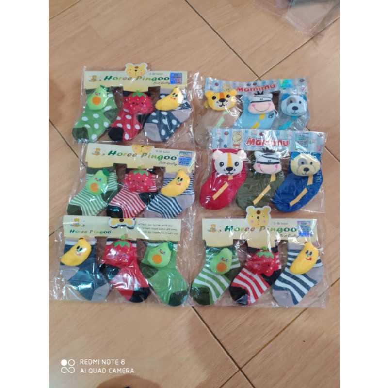 kaos kaki Bayi Boneka isi 3 pasang pingoo