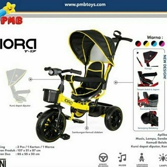 SEPEDA RODA TIGA R/3 PMB IORA T-17 BLACK YELLOW / STROLLER