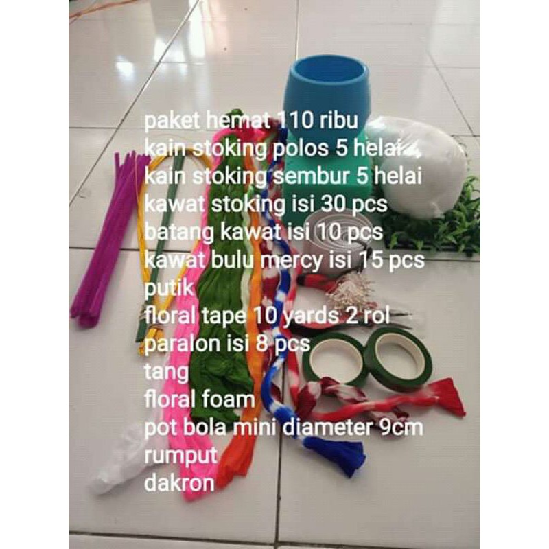 Paket Kain Bahan Bunga Stoking Murah/Paket Pemula Untuk Bunga nylon stocking Murah.