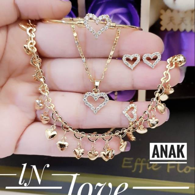 Xuping set perhiasan anak lapis emas 18k 1053j