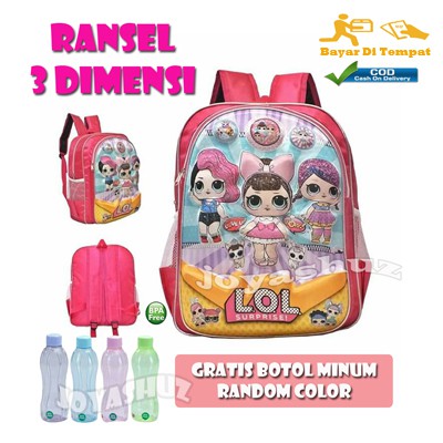 Tas Sekolah Anak Perempuan LOL Surprise 3D / Tas Karakter / Tas Ransel LOL Murah / Tas Karakter Timbul