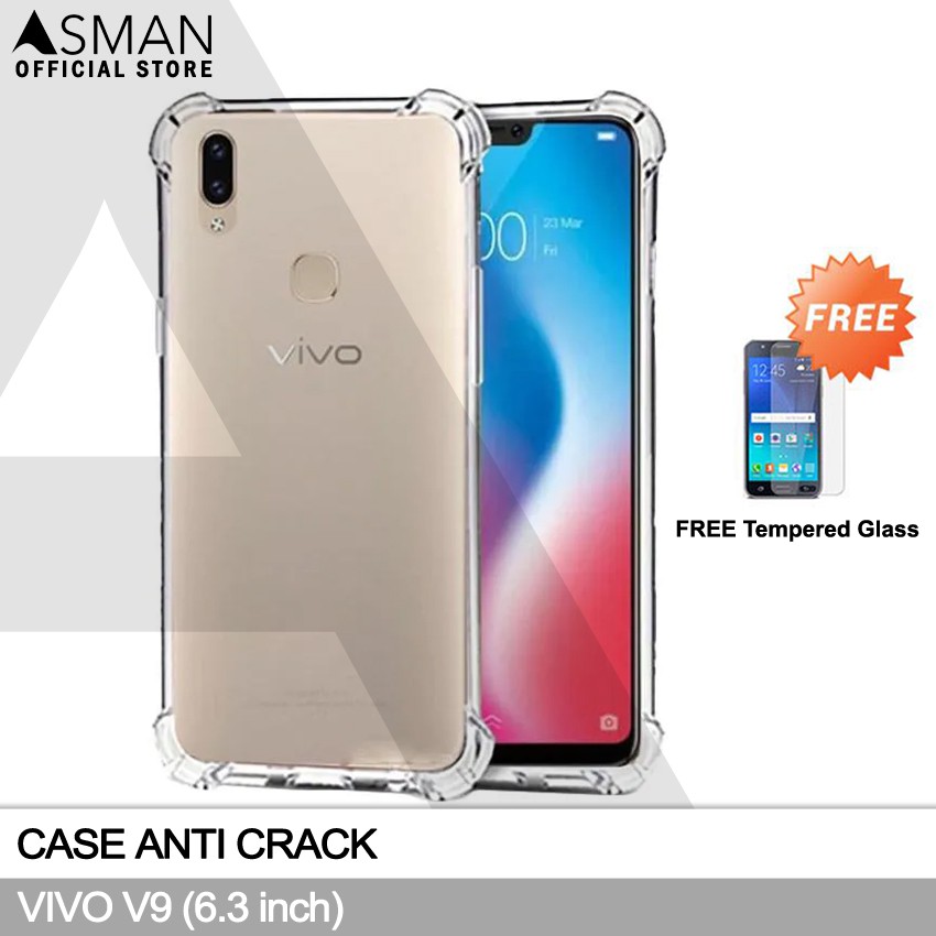 Anti Crack VIVO V9 (6.3&quot;) | Soft Case Anti Bentur + FREE Tempered Glass