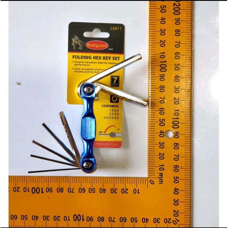 kunci L set lipat bestguard set 7pc 1.5mm- 6.0mm( warna dikirim random)