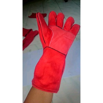 TERLARIS Sarung Tangan Las Kulit Merah LEATHER WELDING GLOVES 14&quot;-SARUNG TANGAN ANTI PANAS