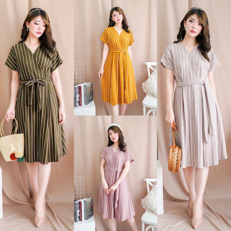 22D097 Dress Salur Wanita / Dress Knit Wanita / Dress Knit Salur