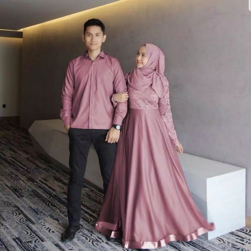 XOS - COUPLE AGODA / BAJU PASANGAN / FASHION MUSLIM / KEMEJA DAN MAXI DRESS / COD✅ (Good Quality)