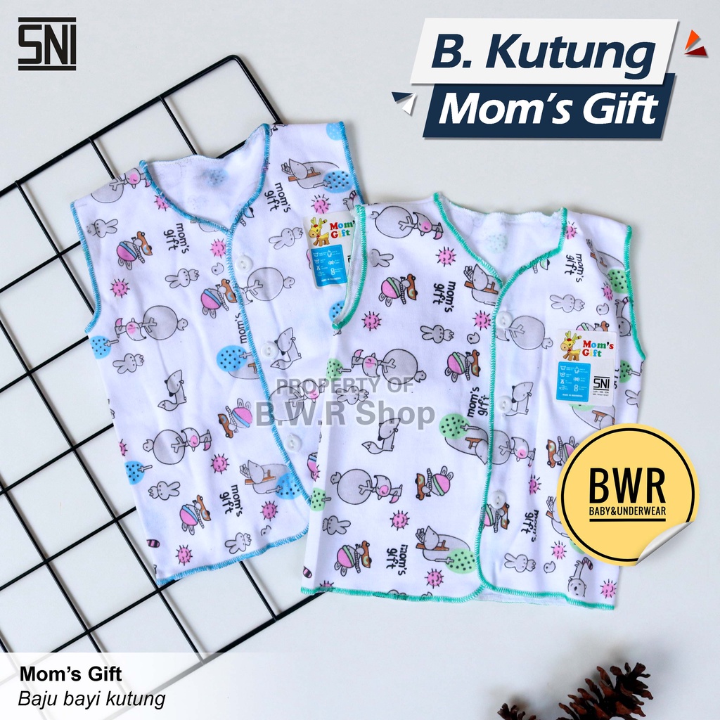 [ 3pc ] Baju Bayi MOMS GIFT KUTUNG Putih / Perlengkapan Pakaian Bayi Baju Kancing | Bwr IX