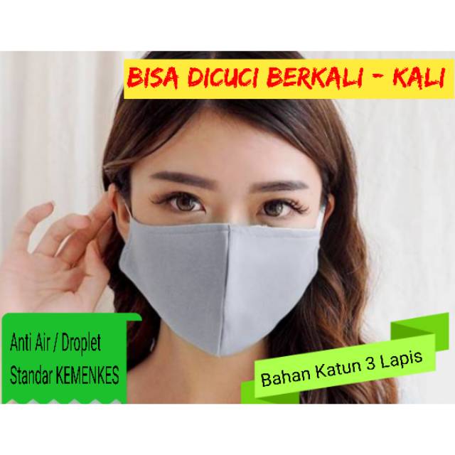  Masker  kain  3 Lapis pria dan wanita warna putih polos bisa 