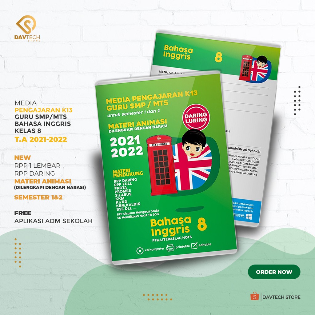 Cd Rpp media ajar daring bahasa inggris Kelas 8 SMP/MTS ajaran baru